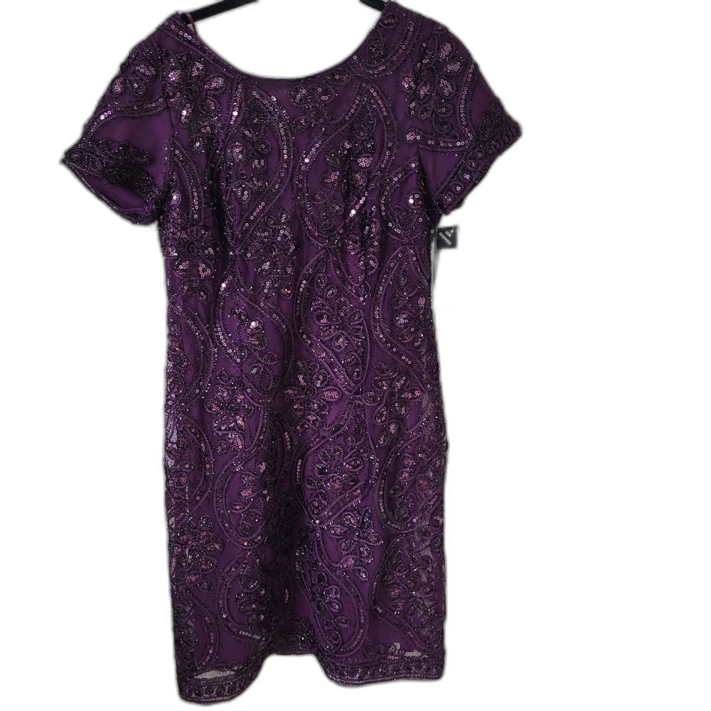 NEW Eggplant Sequin Dress with Deep Scooped Back - Size 10